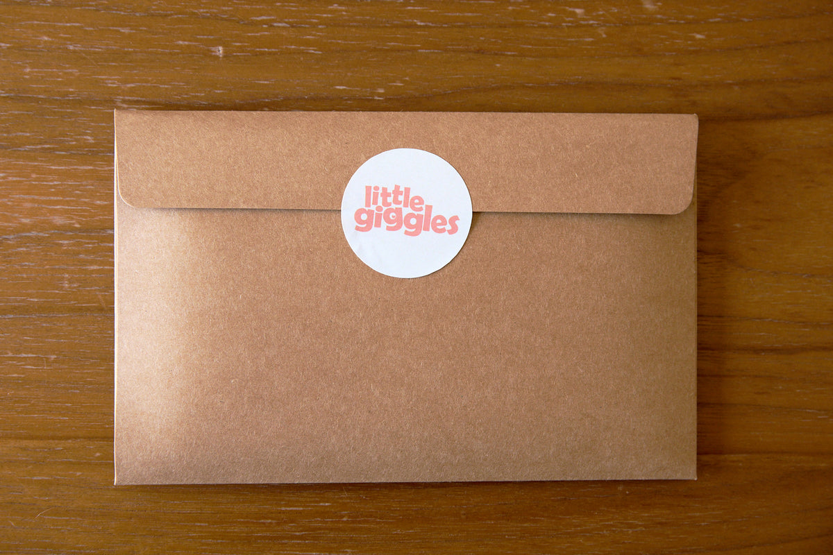Little Giggles Pūkeko Press packaging with branded sticker